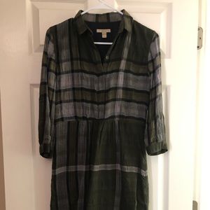 Burberry Brit Olive Green Plaid Dress